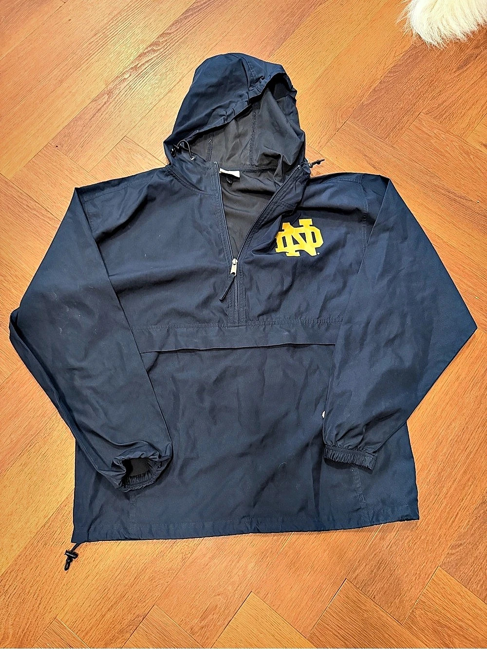 Champion Notre Dame Fighting Irish Navy Blue Hooded Windbreaker Pullover M